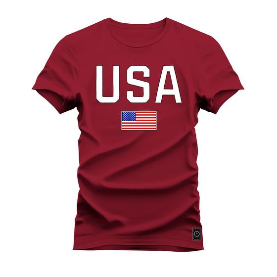 Imagem de Camiseta Plus Size Estampada Premium Algodão USA Bandeira