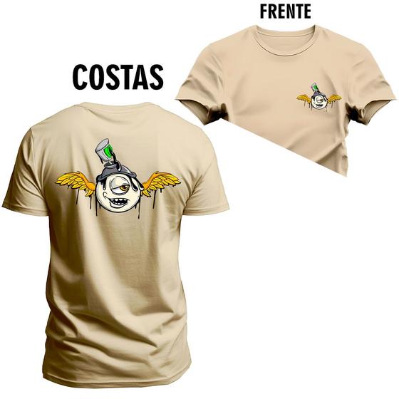 Imagem de Camiseta Plus Size Estampada Premium T-Shirt Olho Asas Frente Costas