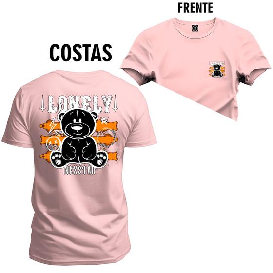 Imagem de Camiseta Plus Size Estampada Unissex Macia Confortável Premium Urso Loney Frente e Costas