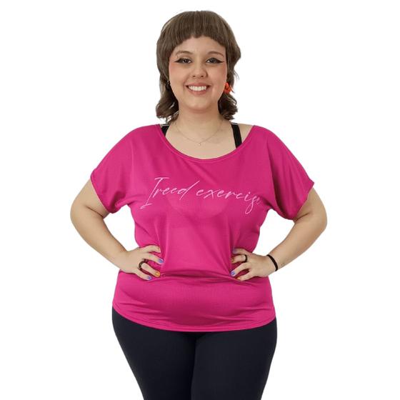 Imagem de Camiseta Plus Size Feminina Dry Furadinho Academia