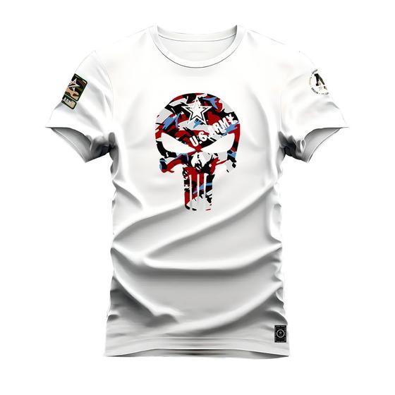 Imagem de Camiseta Plus Size Forma Grande Algodão Estampada Varias Cores Caveira Usarmy
