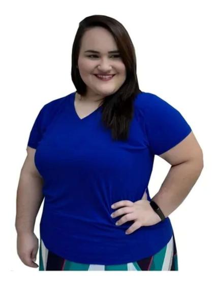 Imagem de Camiseta Plus Size Gola V Feminina Lisa Algodão XG ao XG8