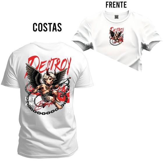 Imagem de Camiseta Plus Size Grande 30.1 Penteada Estampa Dtf Premium Destroy