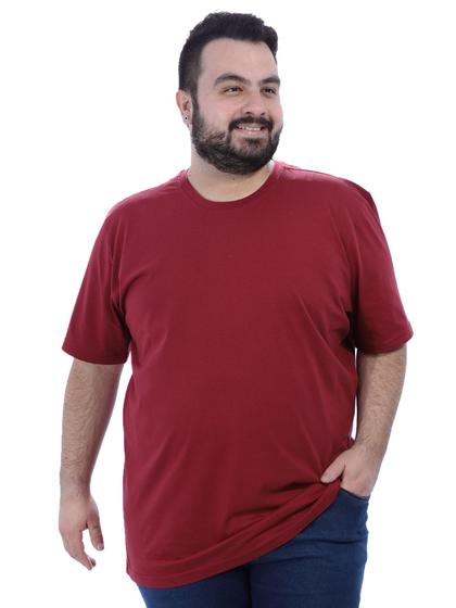 Imagem de Camiseta Plus Size Lisa Masculina Básica Algodão Bordo