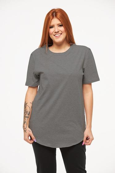 Imagem de Camiseta Plus Size Longline Feminina Oversized Manga Curta