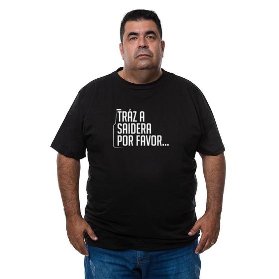 Imagem de Camiseta Plus Size Masculina Algodao Frase Traz a Saidera Por Favor Com Abridor De Garrafa