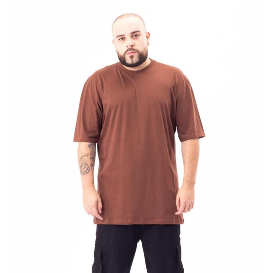 Imagem de Camiseta Plus Size Oversized Streetwear Lisas 100% Algodão Do G2 Ao G6