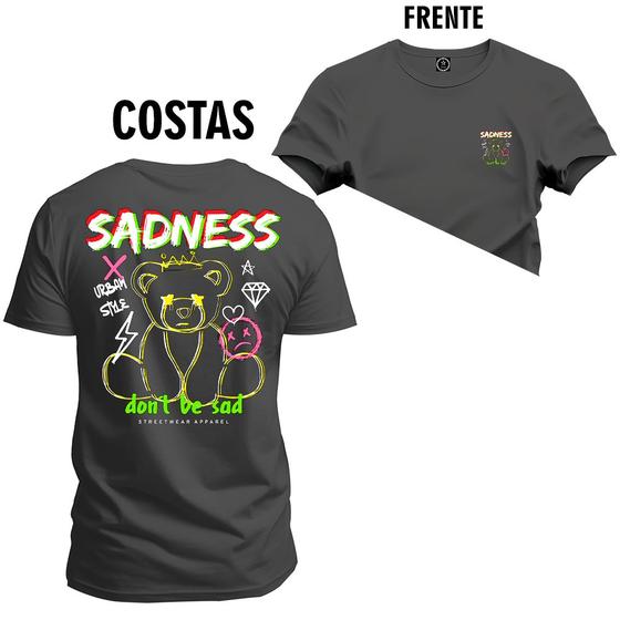 Imagem de Camiseta Plus Size Premium Confortável Estampada Urso Sadnes Frente e Costas