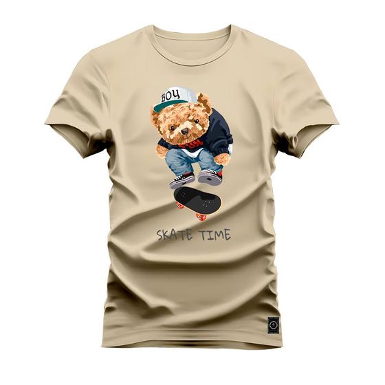 Imagem de Camiseta Plus Size Premium Estampada Algodão Confortável Urso Skate Run