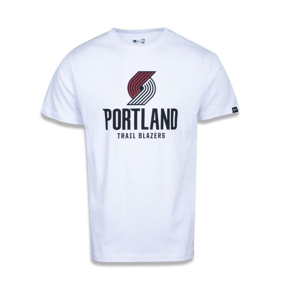 Imagem de CAMISETA PLUS SIZE REGULAR MANGA CURTA PORTLAND TRAIL BLAZERS LOGO BRANCO PRETO New Era