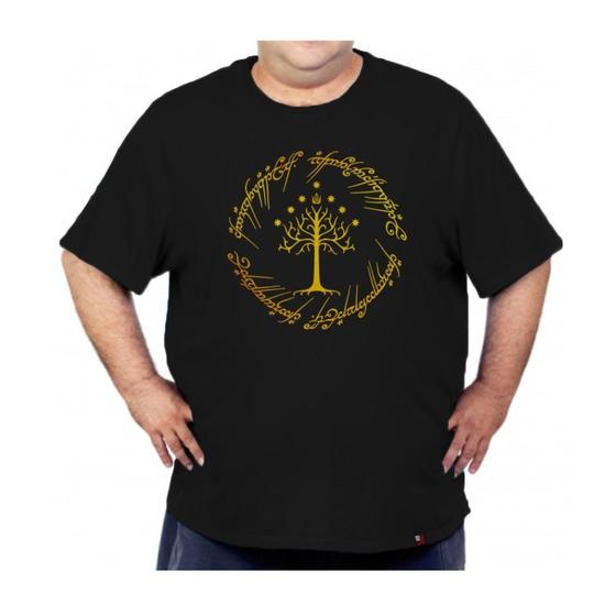 Imagem de Camiseta Plus Size Senhor Dos Anéis Gandalf Estampa Dourada