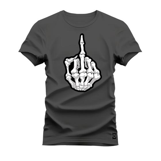 Imagem de Camiseta Plus Size T-Shirt Algodão Premium 30.1 The Fuck Caveira