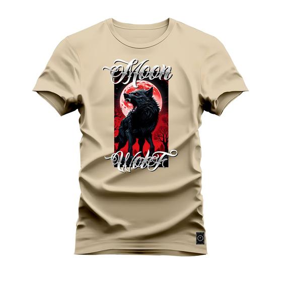 Imagem de Camiseta Plus Size T-shirt Algodão Unissex Street Estampada Lobo Lunar