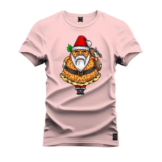 Imagem de Camiseta Plus Size T-Shirt Confortável Estampada Papai Noel Pizza