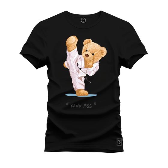 Imagem de Camiseta Plus Size Unissex Algodão Estampada Premium Confortável Urso Caratéca