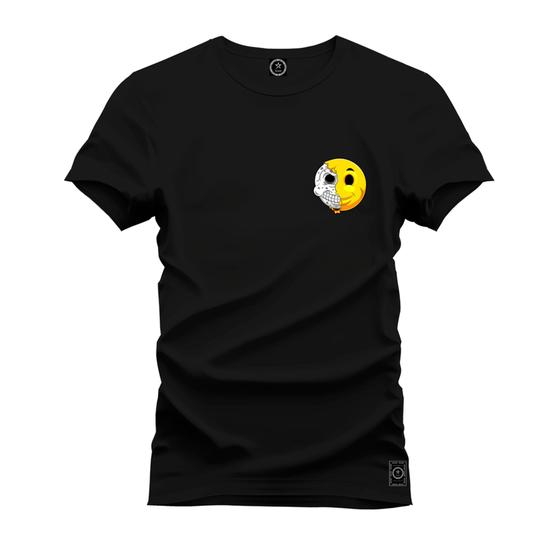 Imagem de Camiseta Premium Algodão Confortável Estampada Emoji Metade Peito