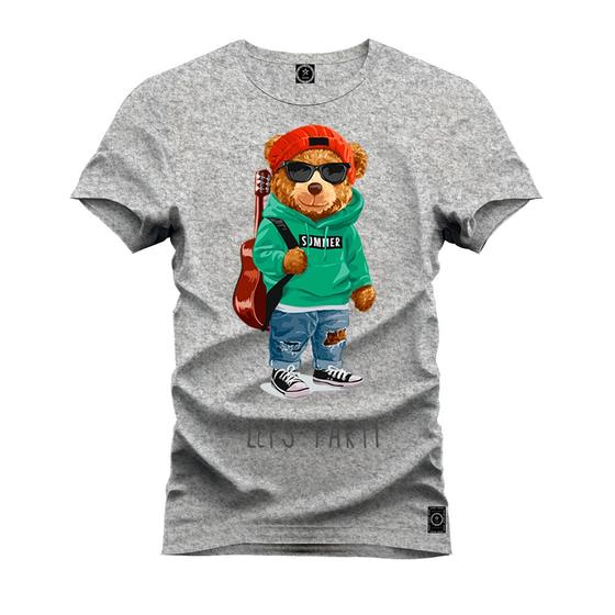 Imagem de Camiseta Premium Algodão Confortável Estampada Urso Violão