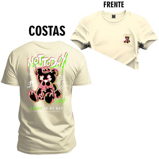 Imagem de Camiseta Premium Confortável Estampada Not To Day Urso Frente e Costas