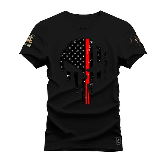 Imagem de Camiseta Premium Estampada Algodão 30.1  Caveira Black