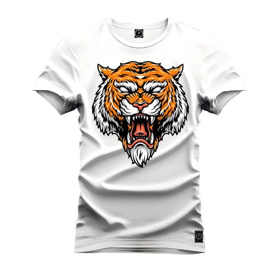 Imagem de Camiseta Premium Estampada Algodão Confortável Tigre Boca Furiosa