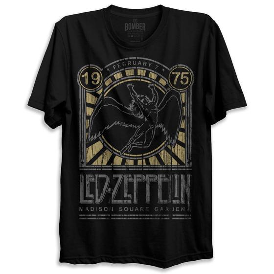 Imagem de Camiseta Preta Banda Led Zeppelin Madison Square Garden Bomber Rock.