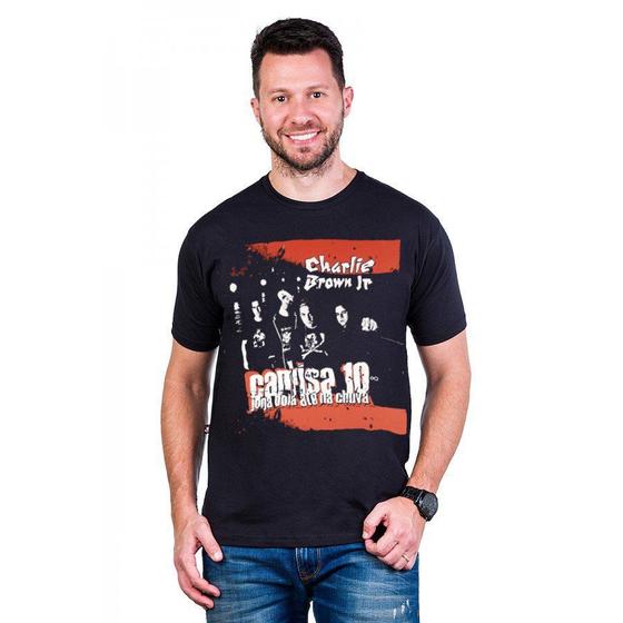 Camiseta Preta Charlie Brown Jr. Camisa 10 Joga Bola Até na Chuva Bandalheira Outros Moda e Camiseta Preta Charlie Brown Jr. Camisa 10 Joga Bola Até na Chuva Bandalheira Outros Moda e