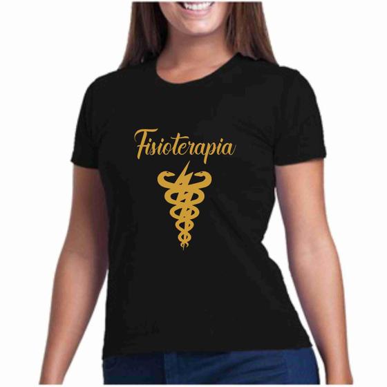 Imagem de Camiseta Preta com Dourado Profissões - Fisioterapia -Faculdade