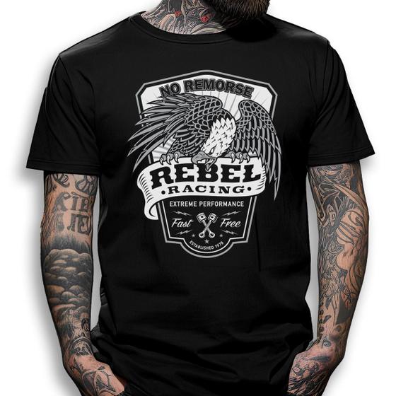 Imagem de Camiseta Preta Custom Rebel Rancing Extreme Performance Fast Free No Remorse