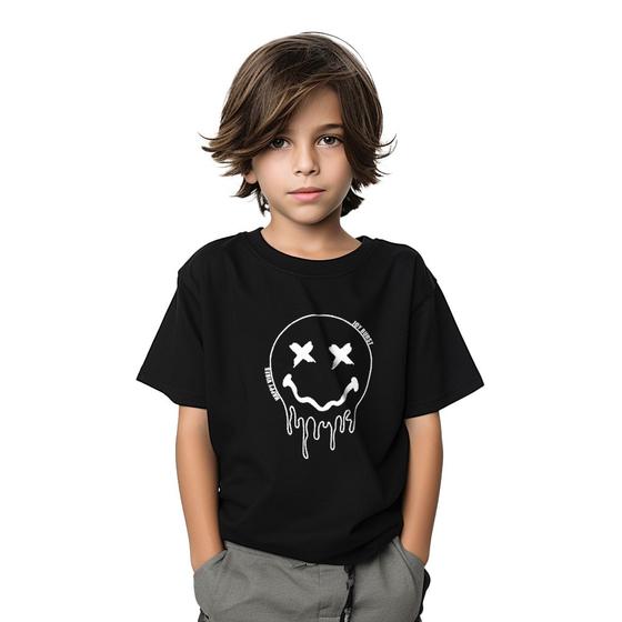 Imagem de Camiseta Preta Infantil Algodão Juvenil Menino Masculino de Verão Moda de Crianças