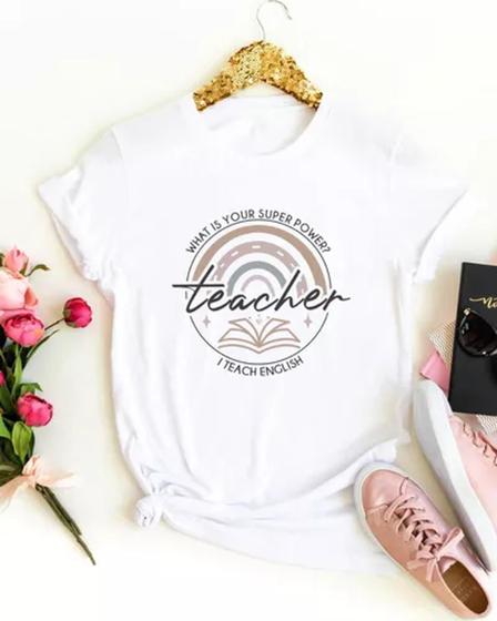 Imagem de Camiseta Professora Inglês Blusa Babylook Camisa Profissão