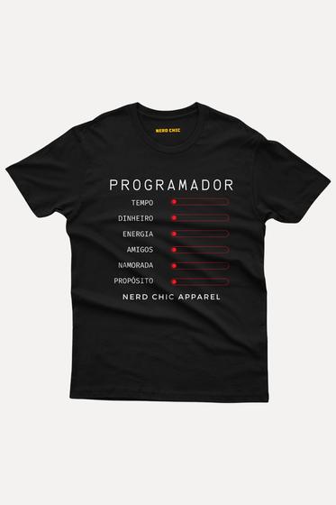 Imagem de Camiseta Programador Status Bar Life By Nerd Chic Software