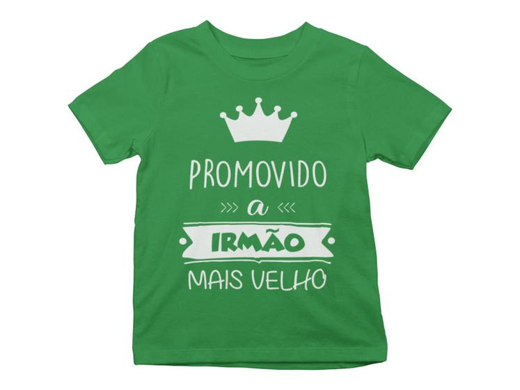 Imagem de Camiseta Promovido a Irmão Mais Velho Colorida infantil Verde Bandeira