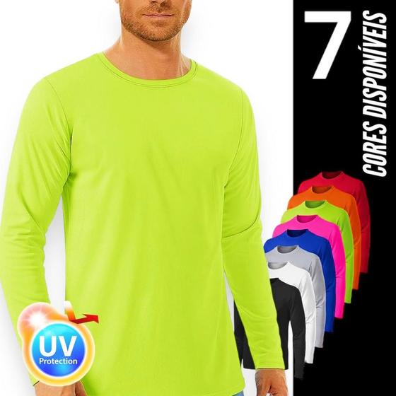 Imagem de Camiseta PROTEÇÃO SOLAR UV Masculina Manga Longa Térmica Fitness Academia Corrida Praia Verão 247