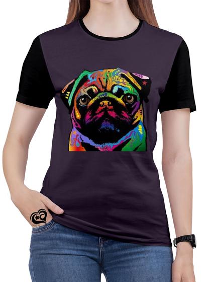 Imagem de Camiseta Pug Feminina blusa Cachorro Cão Animal