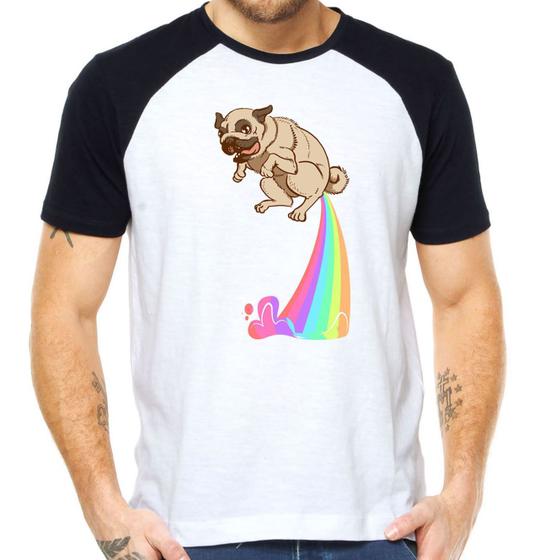 Imagem de Camiseta pug peidando arco-iris camisa divertida engraçado