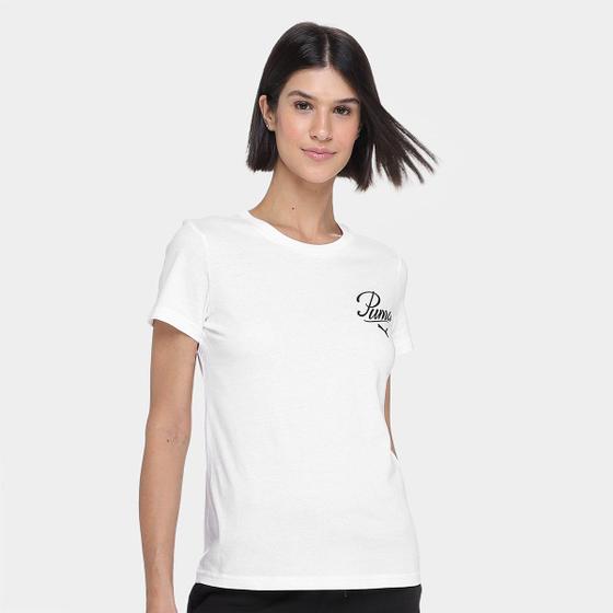 Camiseta Puma Script Feminina Camisa e Camiseta Esportiva