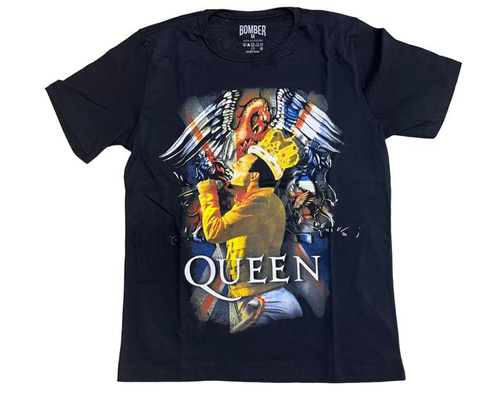 Imagem de Camiseta Queen Blusa Logo Freddie Mercury Adulto Rock Bof512 BM