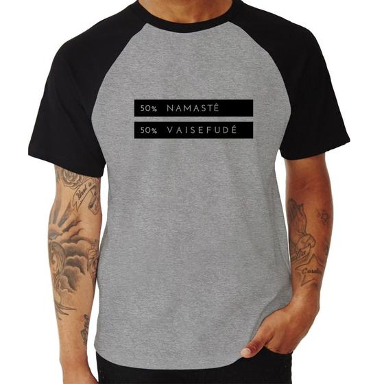 Imagem de Camiseta Raglan 50% Namastê 50% Vaisefudê - Foca na Moda