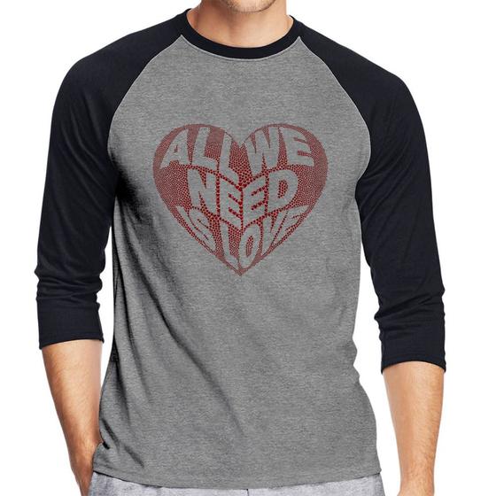 Imagem de Camiseta Raglan All We Need Is Love Manga 3/4 - Foca na Moda