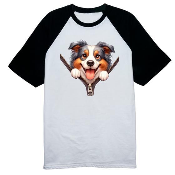 Imagem de Camiseta Raglan Australian shepherd no Ziper