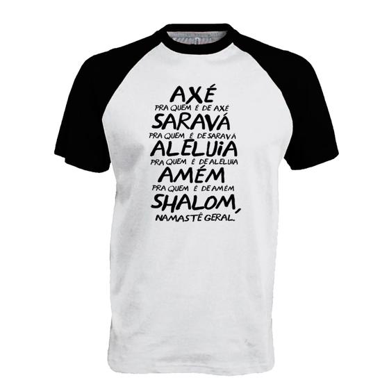 Imagem de Camiseta Raglan Axé Saravá Aleluia Amém Shalom Namastê