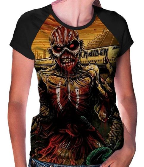 Imagem de Camiseta Raglan Baby Look Banda Iron Maiden Ref:217