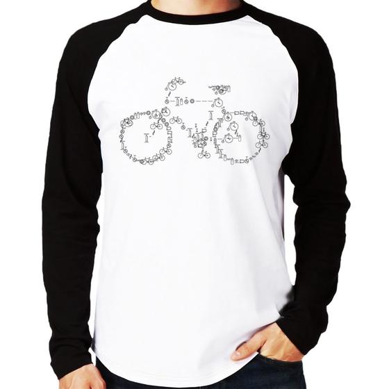 Imagem de Camiseta Raglan Bicicletas e Símbolos Manga Longa - Foca na Moda