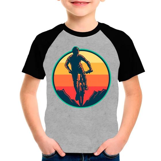 Imagem de Camiseta Raglan Bike Bicicleta Ciclismo Cinza Preto Inf01