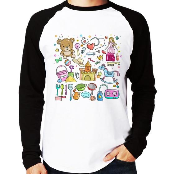 Imagem de Camiseta Raglan Brinquedos Manga Longa - Foca na Moda