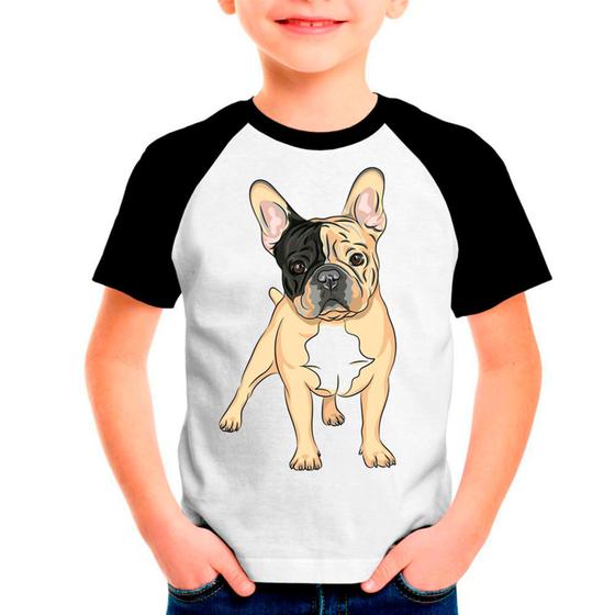 Imagem de Camiseta Raglan Buldogue Francês Cachorro Branca Infantil05