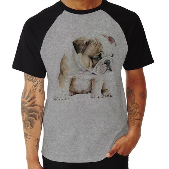 Imagem de Camiseta Raglan Cachorro Buldogue Inglês - Foca na Moda