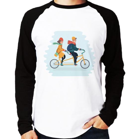 Imagem de Camiseta Raglan Casal  Bicicleta Manga Longa - Foca na Moda