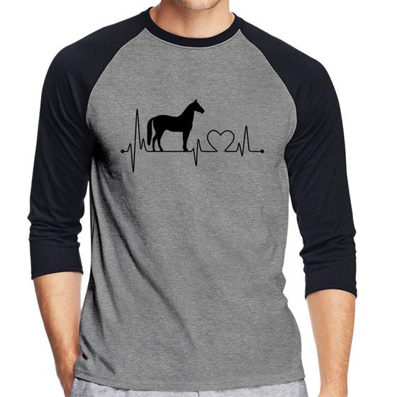 Imagem de Camiseta Raglan Cavalo Batimentos Cardíacos Manga 3/4 - Foca na Moda