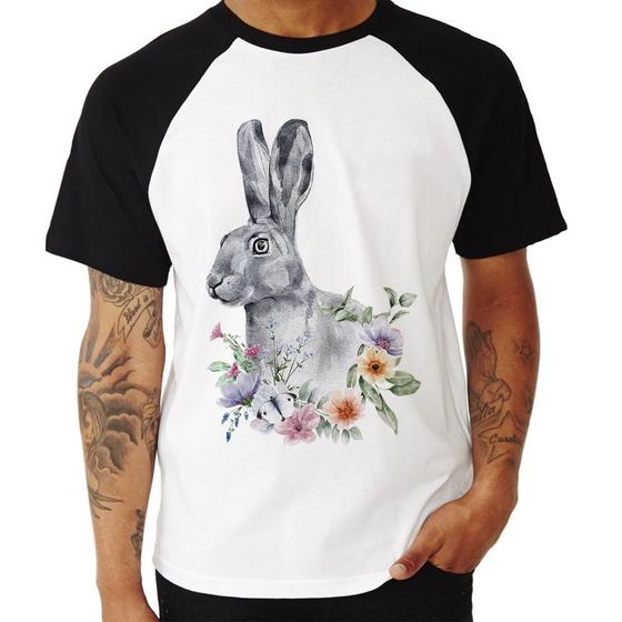 Imagem de Camiseta Raglan Coelho Flores - Foca na Moda